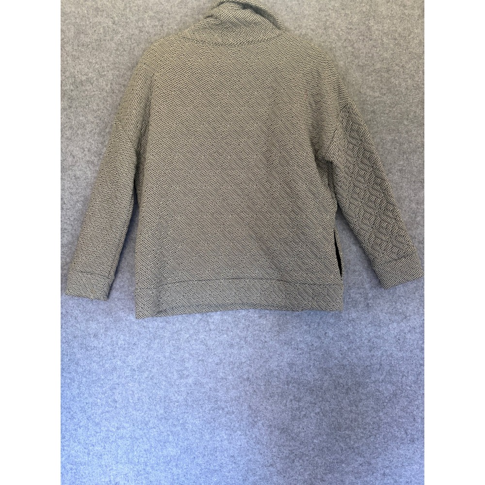 GapFit Jacquard Knit Funnel Neck Sweatshirt Womens‎ L Black White Side Zip Cozy - Picture 6 of 8